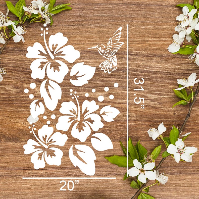 zosylley Large Flower Stencils for Wood Fence Hibiscus Stencil for Painting on Walls Furniture Fabrics DIY Decor - Image 4